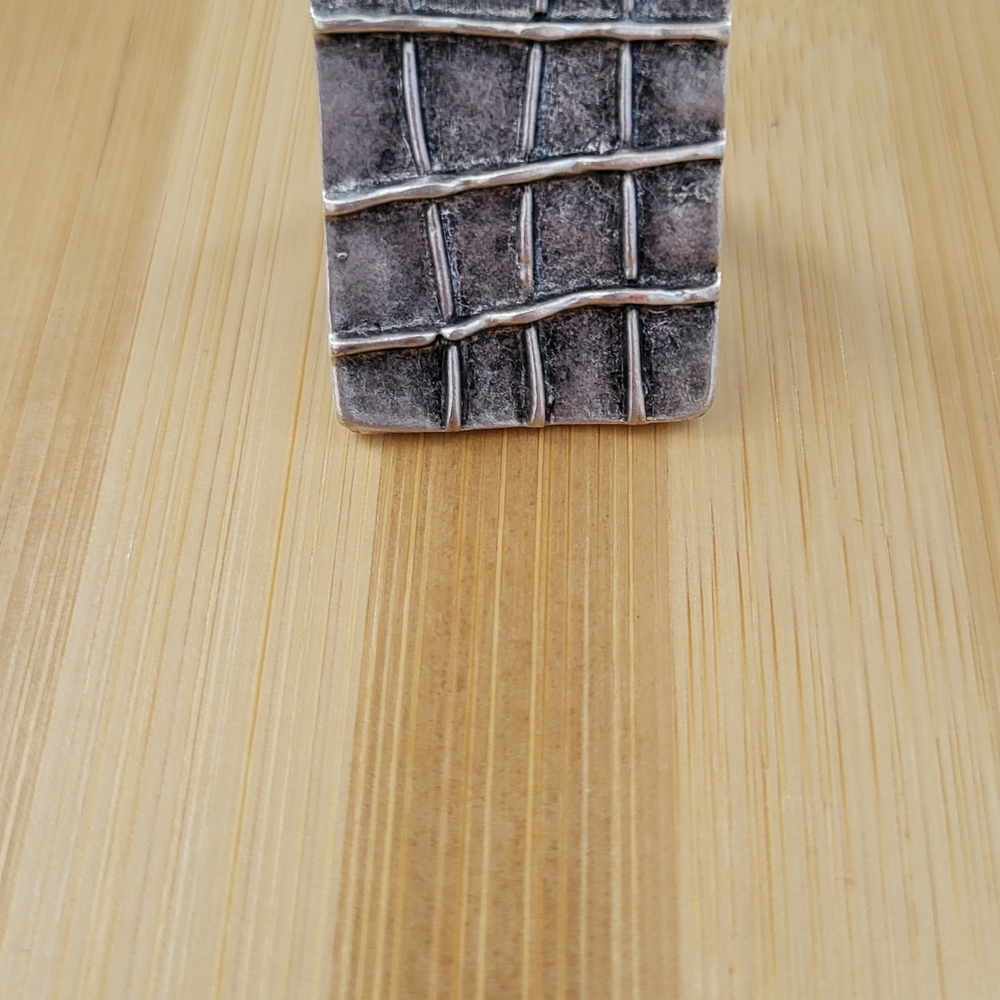 Sterling Silver Textured Square Statement Ring - … - image 2